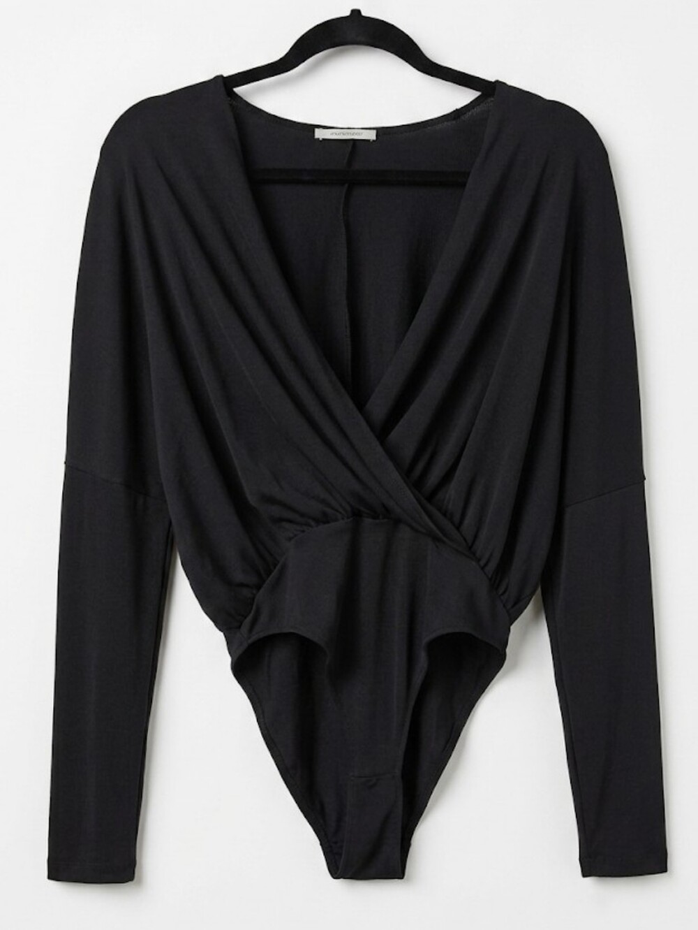 Zara Black Draped Wrap-Front Bodysuit
